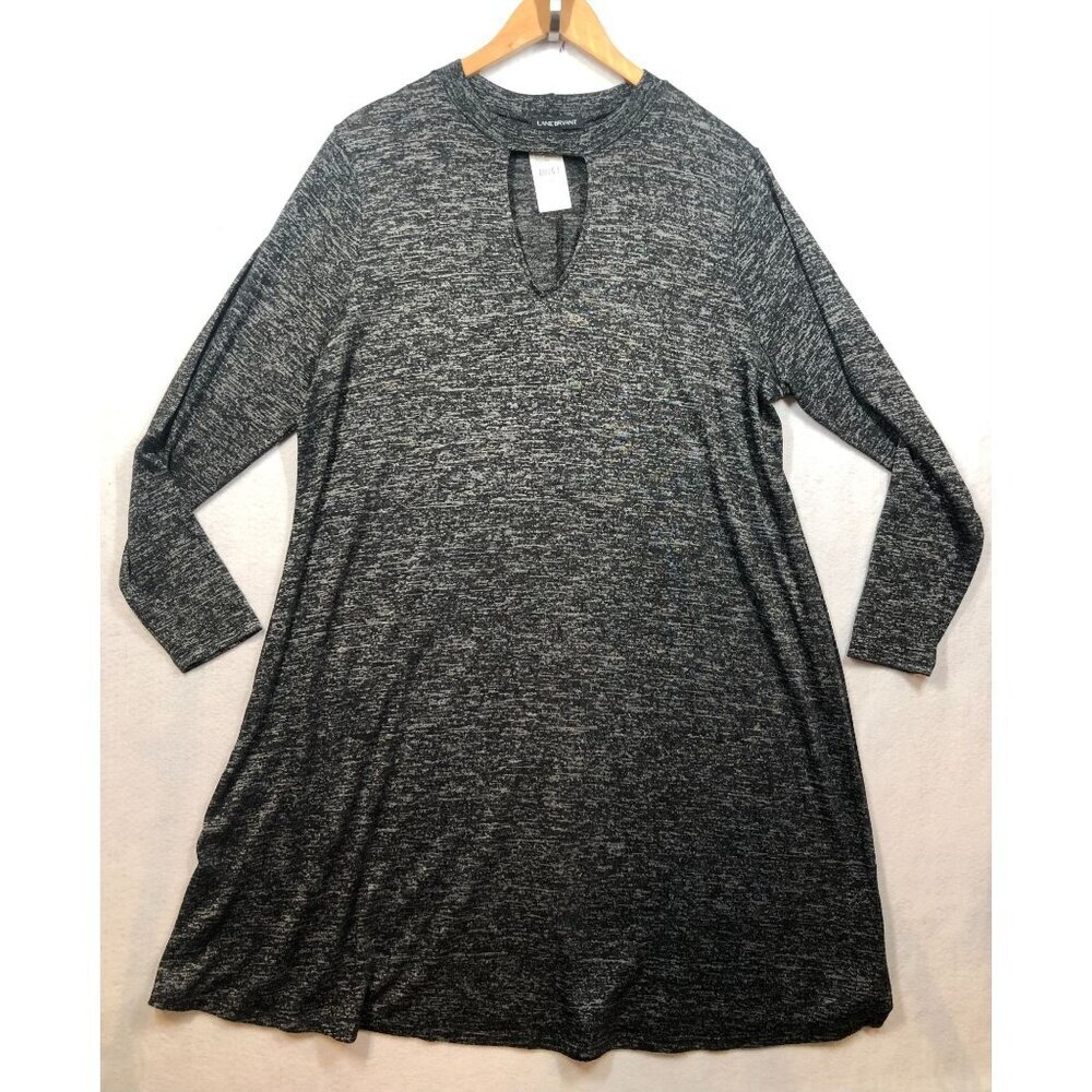 Lane Bryant Dress Black Long Sleeve Midi Keyhole Casual Office Women's 18/20 NWT